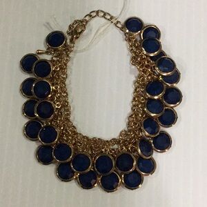 #46 Blue and gold tone beaded Bracelet trendy fashion statement fun
